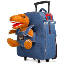 Toddler Luggage for Boys w Dinosaur Toys Kids Rolling Backpack for Boys Toddler Suitcase Gifts for 3 4 5 6 Year Old