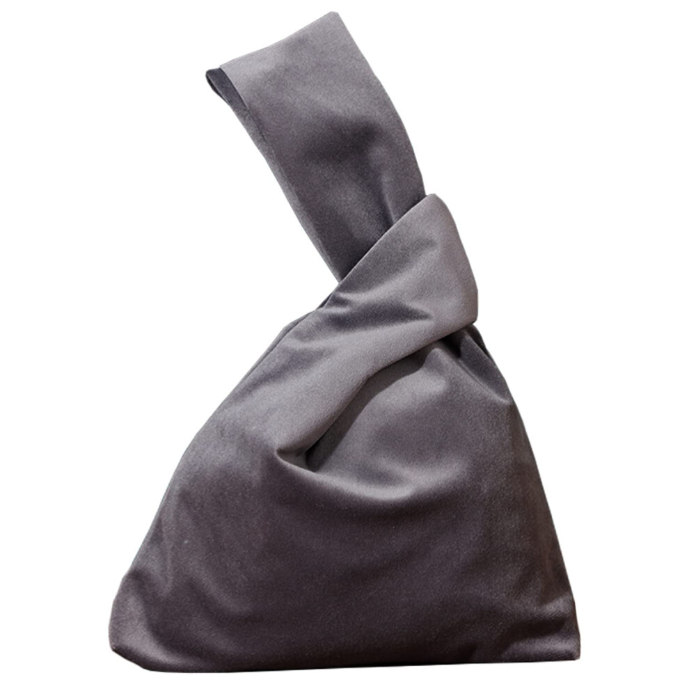 Borsa A Mano Yuutbiu Grigia, Elegante, In Velluto, Portatile, Con Nodo, Da Polso, Per Donna-image