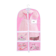 WJWSKI Pink Kids Dance Garment Bag for Hanging Clothes 37 Inch Waterproof PVC Travel Garment Bag with 3 Pockets for Dance Costumes Sports Skating The