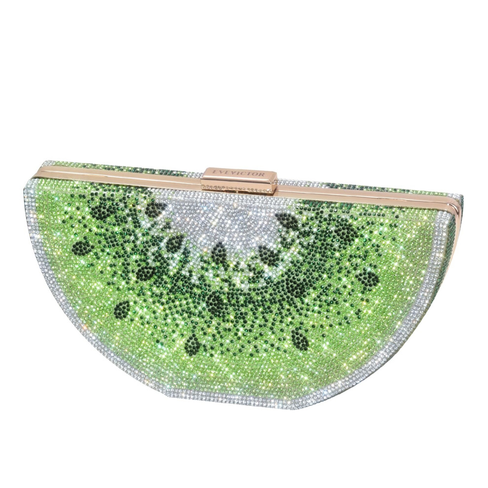 Pochette Evevictor pour femme, sac de soir   e en cristal, sac     main en forme de past   que, sac     main en strass pour bal de promo (vert)