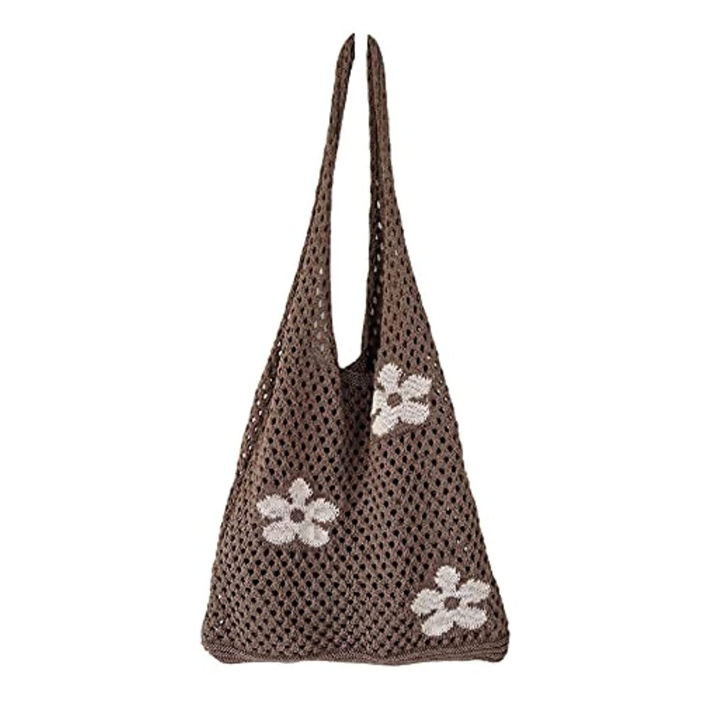 Sac fourre-tout au crochet Fairycore Hobo pour femme, sac fourre-tout esth   tique Fairy Grunge, accessoires Fairy Grunge (marron), taille unique