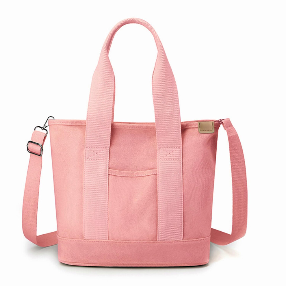 MINGRI Petit sac fourre-tout en toile avec fermeture    clair, sacoche     bandouli   re pour femme avec poches, rose