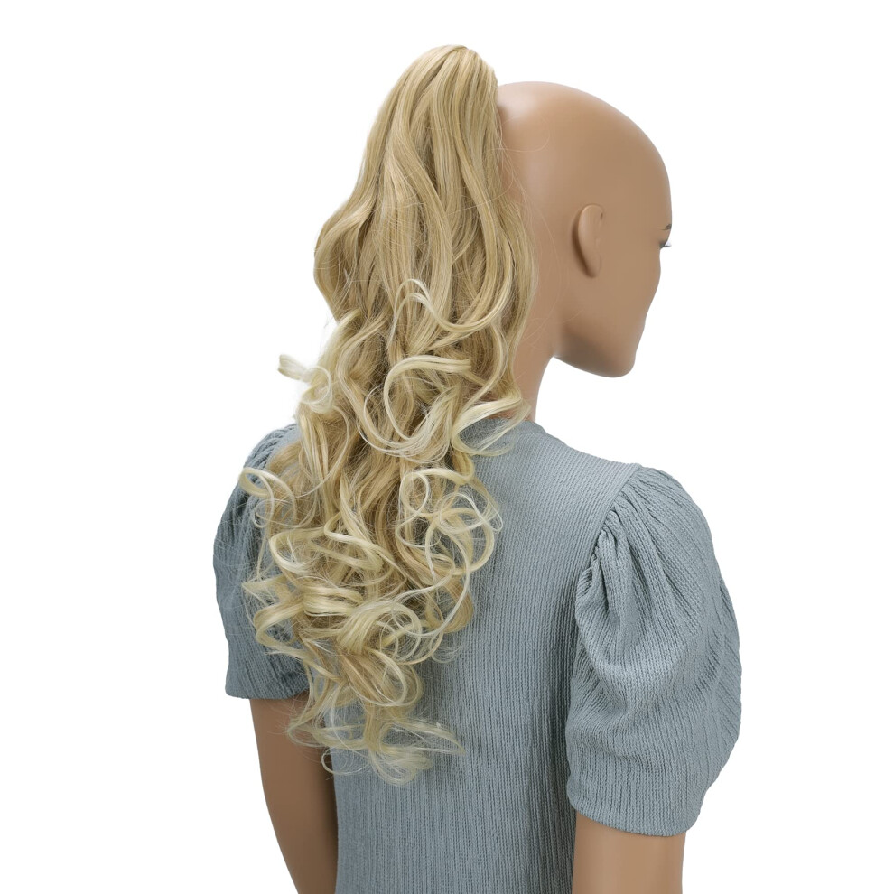 Caisha Unisex Not,Specified 20" Hairpiece Ponytail Clip On Extension With Butterfly Claw Voluminous Wavy Blonde Mix H32