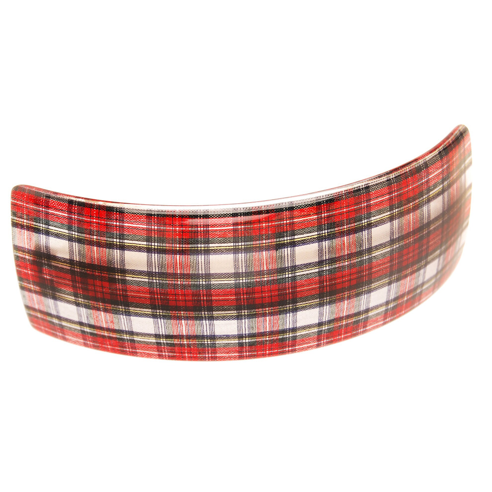 Barrette Rectangulaire Volume Luxe France - Tartan - Tartan Rouge/Blanc