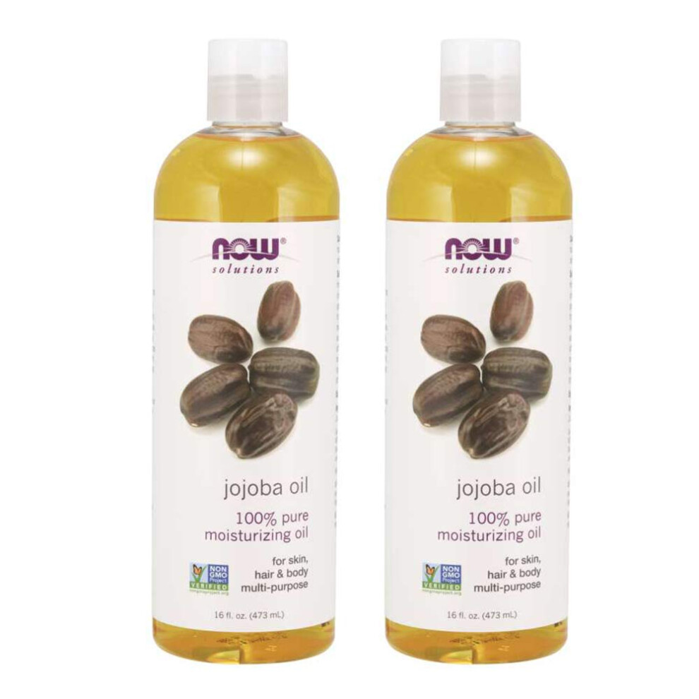 NOW Solutions  Jojoba Oil  100% Pure Moisturizing  Multi-Purpose Oil for Face  Hair and Body  16-Ounce (Pack of 2)