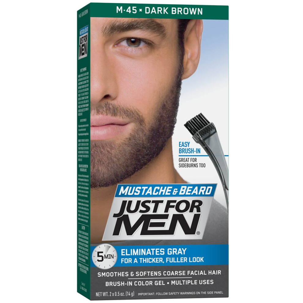 Photos - Hair Dye Just For Men Mustache & Beard Beard Coloring for Gray Hair with Brush Included - Color: Dark Brown M-45 CO04904