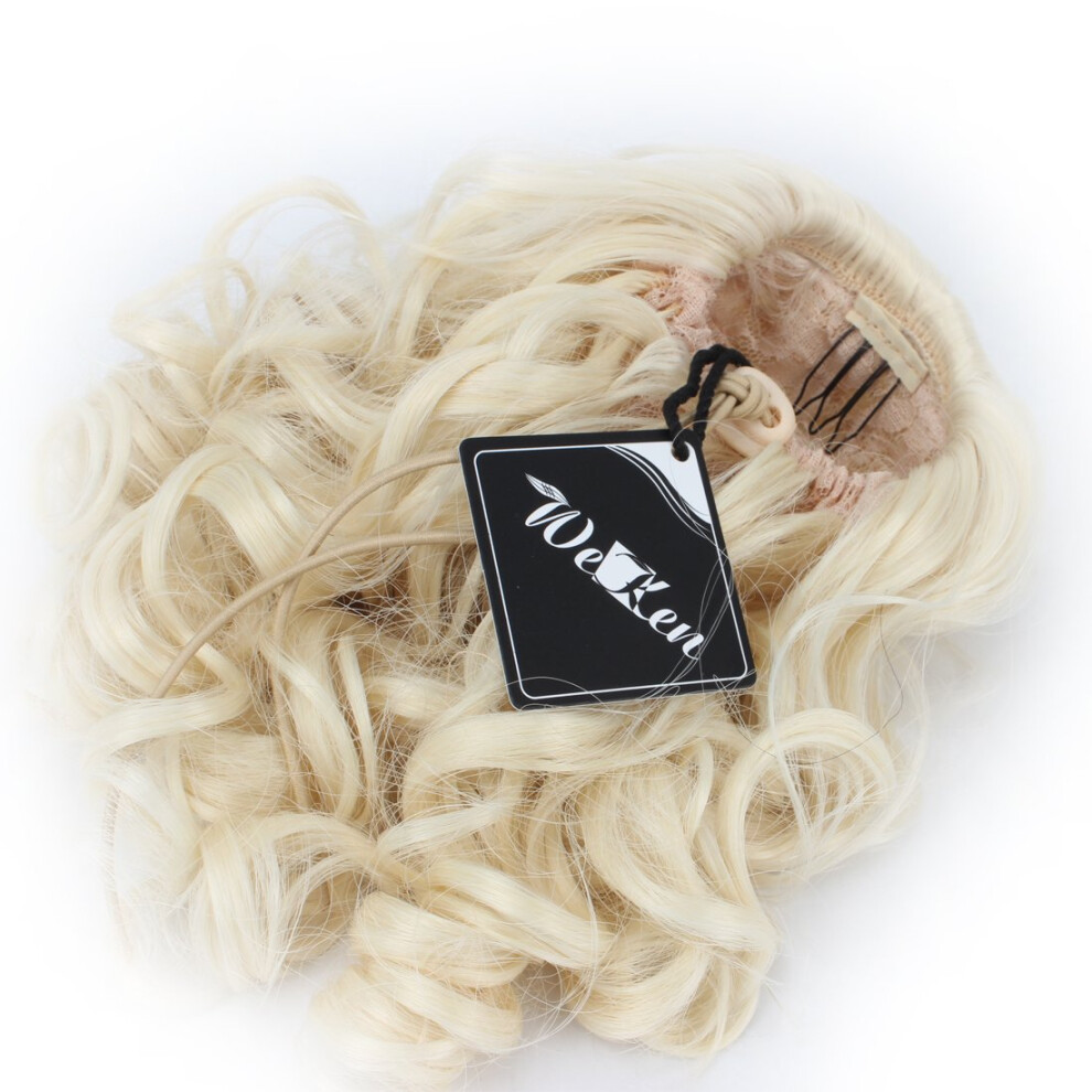 Weken Unisex Hair Bun Medium Long Curly Synthetic Hairpiece Blonde