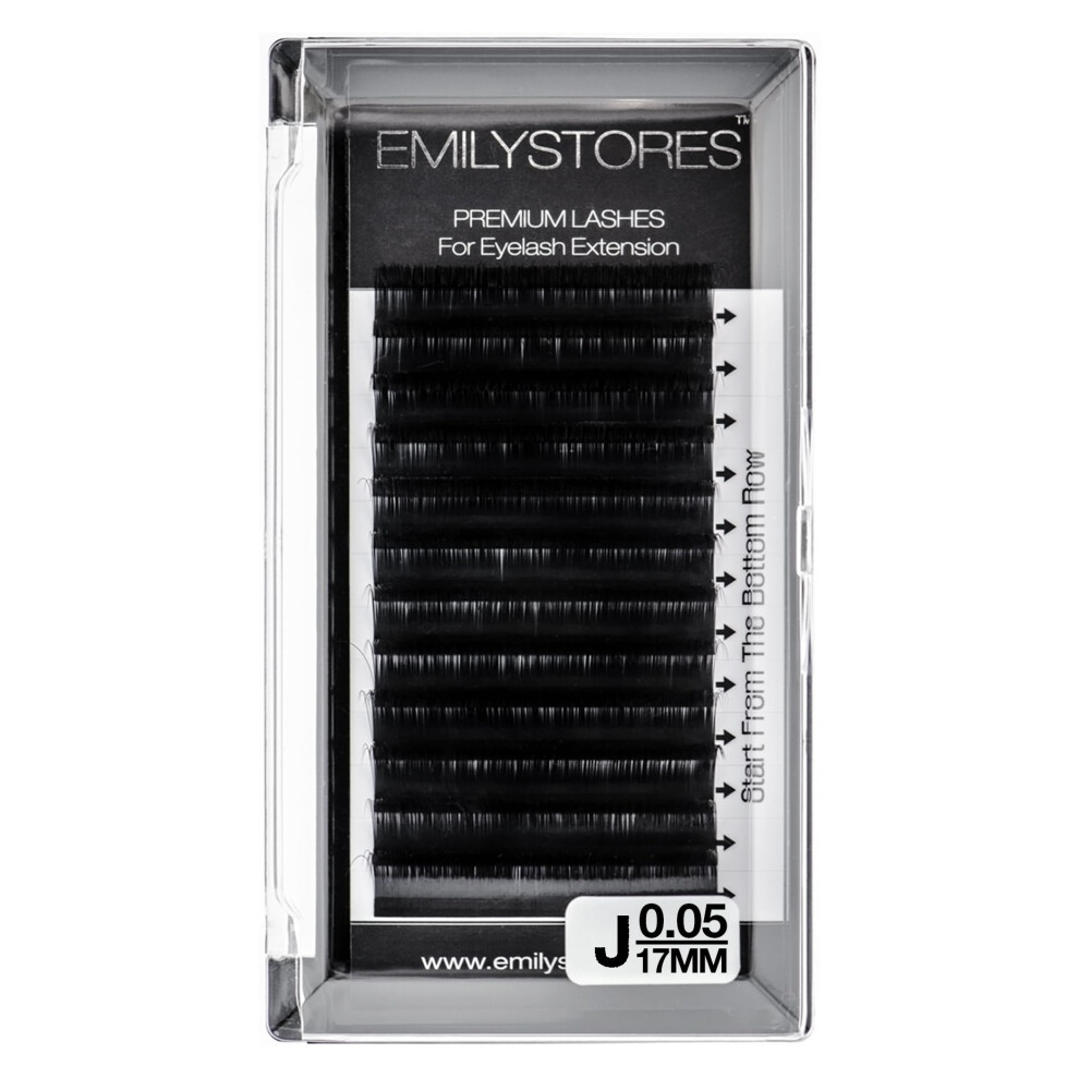 Emilystores Lash Extensions 0.05Mm Thickness J Curl 17Mm Length Volume Eyelashes For Eyelash Extensions(0.05 J 17Mm)
