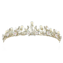 SAMKY guldbryllup brudehovedstykke tiara krone med rhinestone perle brudens h?rtilbeh?r