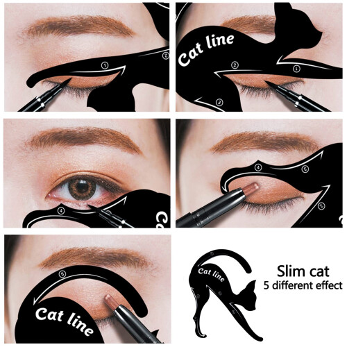 TailaiMei Eyeliner Stencils  Matte PVC Material Smoky Eyeshadow Applicators Guide Template Tool 1