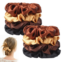 BBTO 12 Pieces 4.3 Inch Satin Hair Scrunchies for Women Elastic Bobbles Scrunchies Hair Ties for Adults Big Scrunchy Ponytail Holder with Elastic Ba