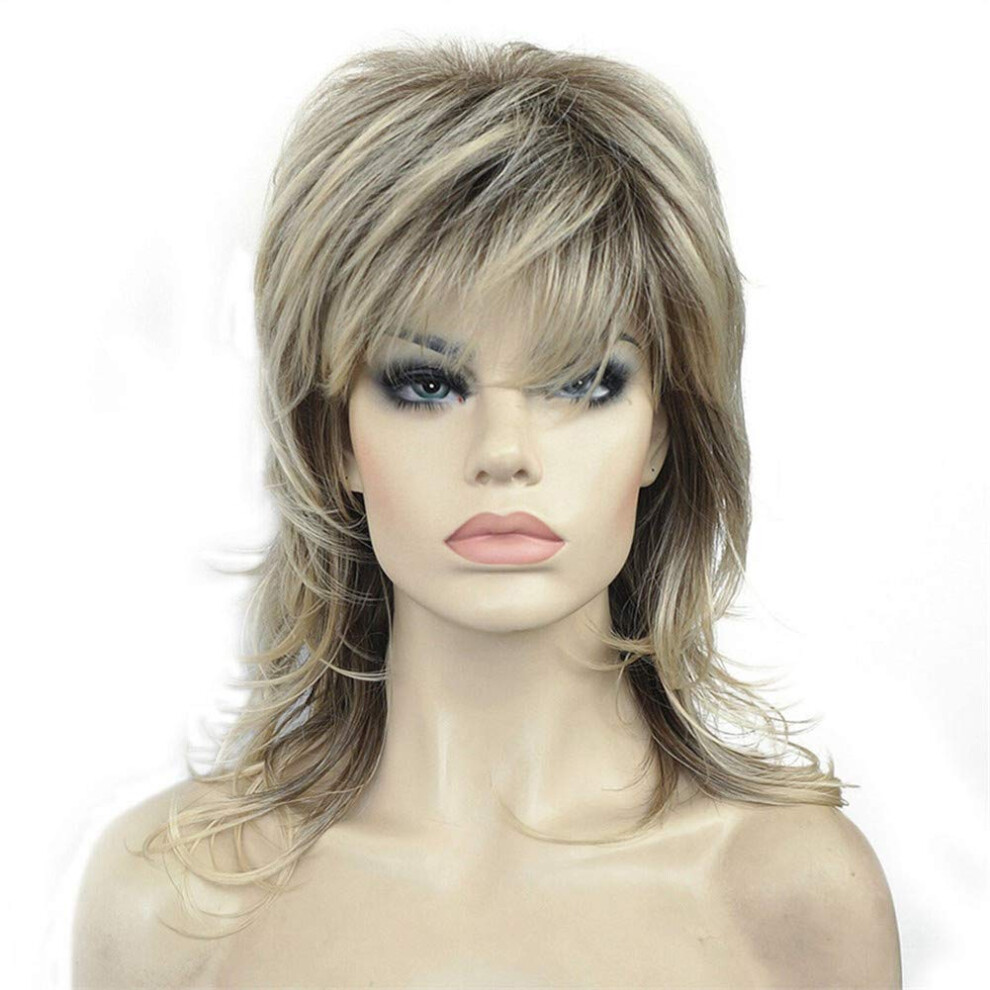 Aimole Unisex Red Shaggy Laye Wig Shoulder Length Women's Wig With Hair Bangs Premium Synthetic Hair Wigs For Women (R10-26)