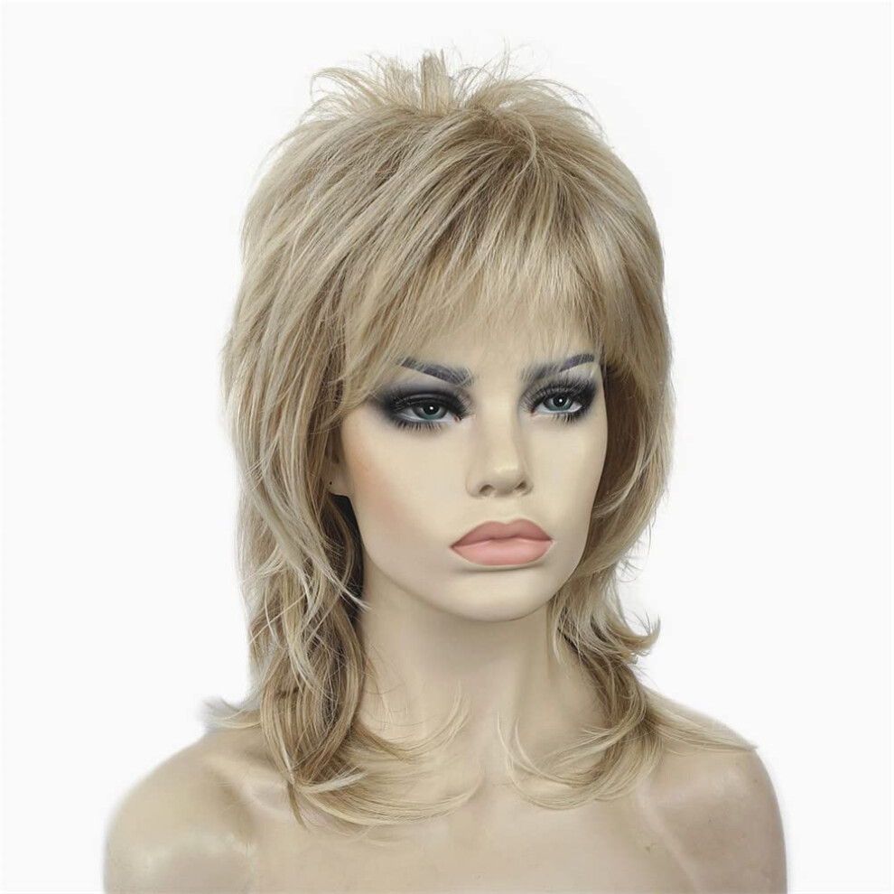 ?????E Unisex Aimole Shaggy Layered Wig Shoulder Length Women's Wig With Hair Bangs Premium Synthetic Hair Wig For Women (15Bt613)
