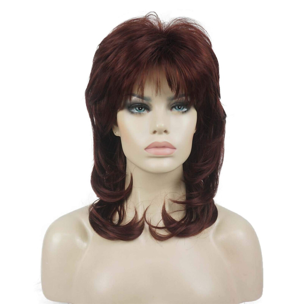 Aimole Unisex Shaggy Layered Wig Shoulder Length Women's Wig With Hair Bangs Premium Synthetic Hair Wig For Women (33A)