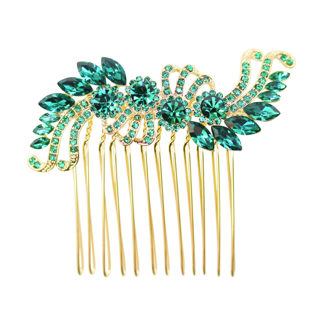 Mode Faship Gorgeous Green Crystal Hair Comb