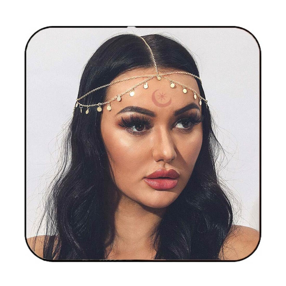 Catery Gouden Munten Hoofdketting Pailletten Haarsieraden Gouden Bruiloft Hoofdtooi Boheemse Hoofdband Kostuum Accessoires Voor Vrouwen-image