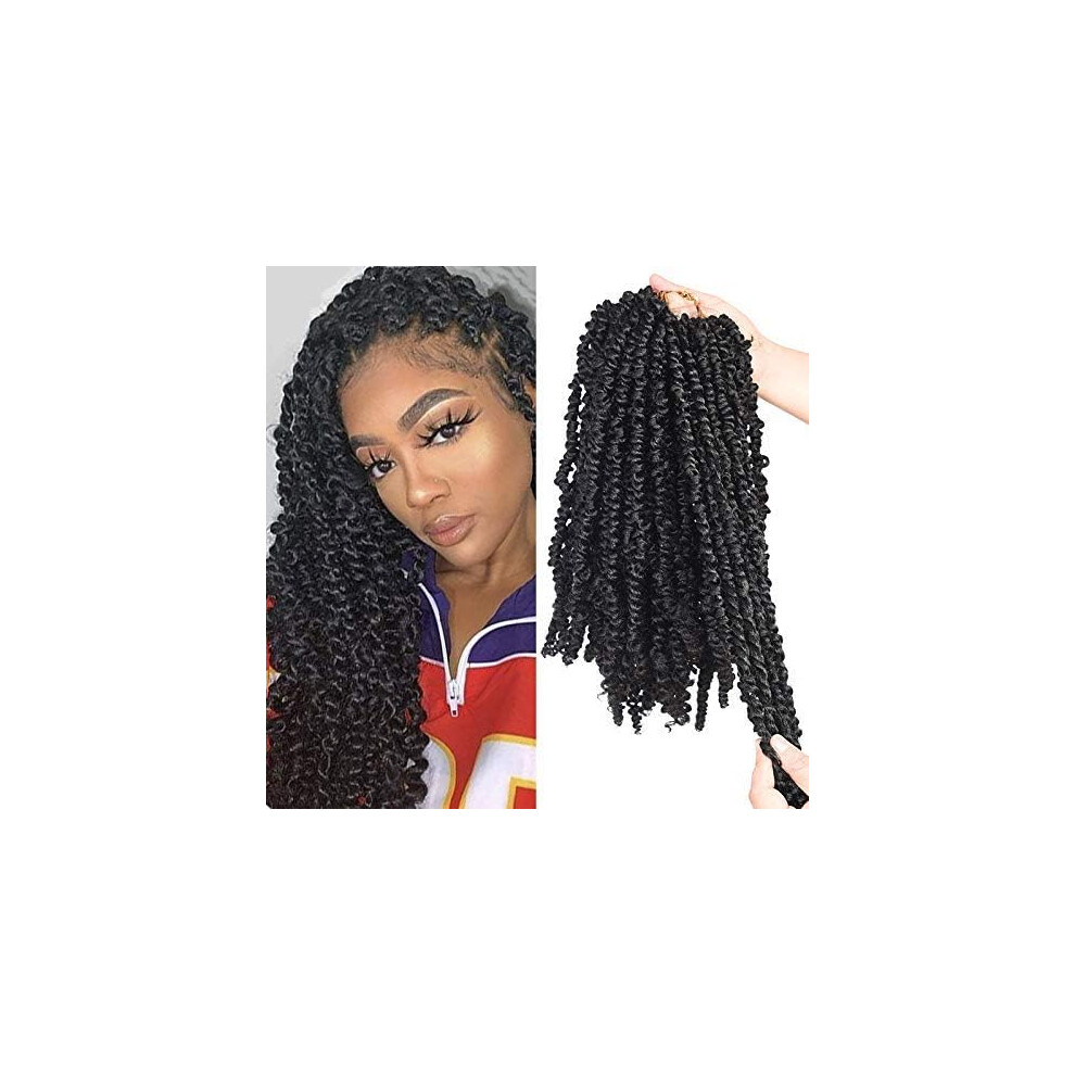 Silike Unisex 14 Inch Passion Twist Crochet Braid Synthetic Hair Extension Pre-Twisted Crochet Twisted Braids For Woman (14 Inch 1B)