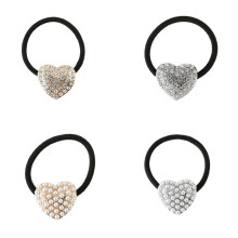 LOVEF Hjerteform Perle Rhinestone H?rreb Smykker H?rtilbeh?r Scrunchy Elastisk H?rreb-4 stk.