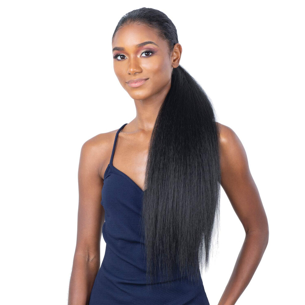 Organique Mastermix Unisex Black Synthetic Pony Pro Wrap Around Ponytail - Natural Yaky 24"""" (1B Off )