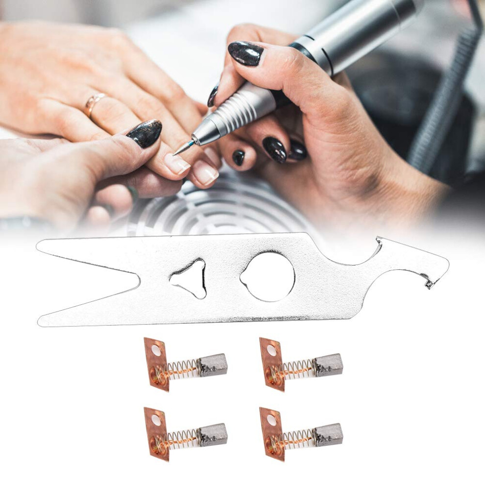 Se 2 Pairs Carbon Brush Wrench Set Nail Drill Handpiece Accessory Replacement Part For Home Nail Salon