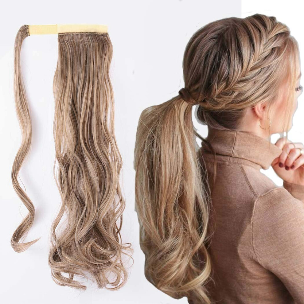 Gangel Unisex Ponytail Extension Curly Wavy Pony Tails Wrap Around Hairpiece Claw Synbthetic Clip In Long Hair Extensions Magic Paste Hair Wraps Hair Pony Ta