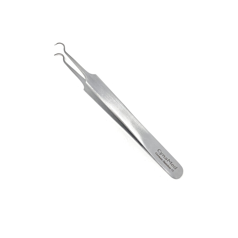 Cynamed Blackhead Tweezer - Professional Curved Steel Tip Surgical Comedone & Splinter Extractor. Ideal Blemish & Acne Remover Tool Means Flawless Facial Skin
