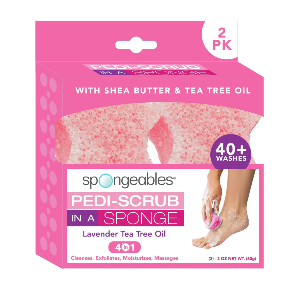 Spongeables Lavender Spongables Pedi Scrub Foot Exfoliating 20+ Wash Sponge 2 Count