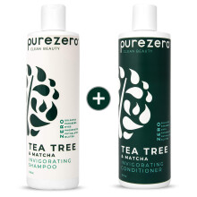 Coffret shampoing et apr   s-shampoing Purezero Tea Tree & Matcha - Soin nourrissant et revigorant pour le cuir chevelu - Sans sulfates, parab   nes,
