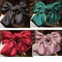 4 stuks boog haarspeldjes satijn effen kleur 6,3 inch clips voor vrouwen meisjes haaraccessoires (zwart roze groen rood)
