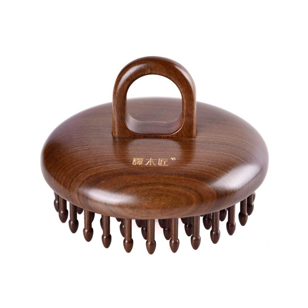 Tan Mujiang Massage Hair Comb Round Shape Inserted Teeth Kingwood
