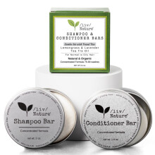 /liv/ Nature Shampoo Bar und Conditioner mit Reisedosen | Zitronengras-Lavendel-Teebauml | Klrung & Wachstum | Fr fettiges Haar | USA 2er-Pack