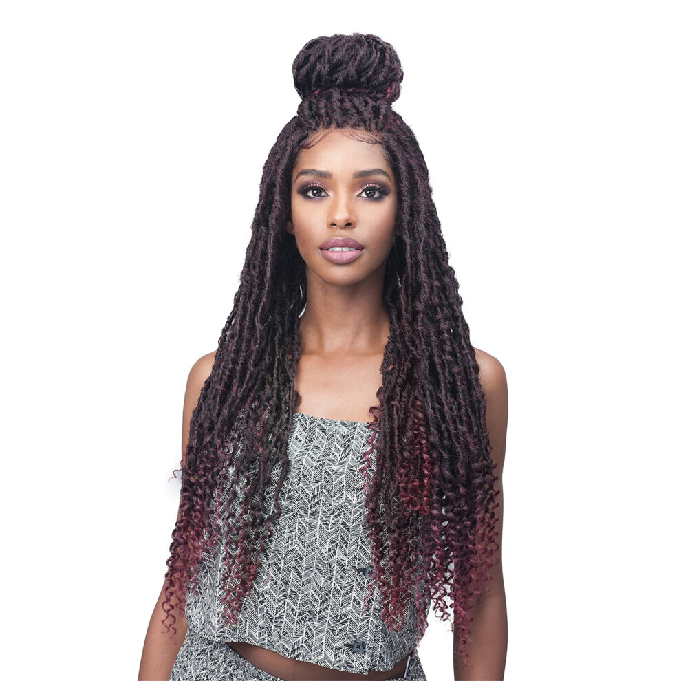 Bobbi Boss Unisex Braided Lace Front Wig Free Parting Mlf619 Nu Locs Curly Tip (1B)