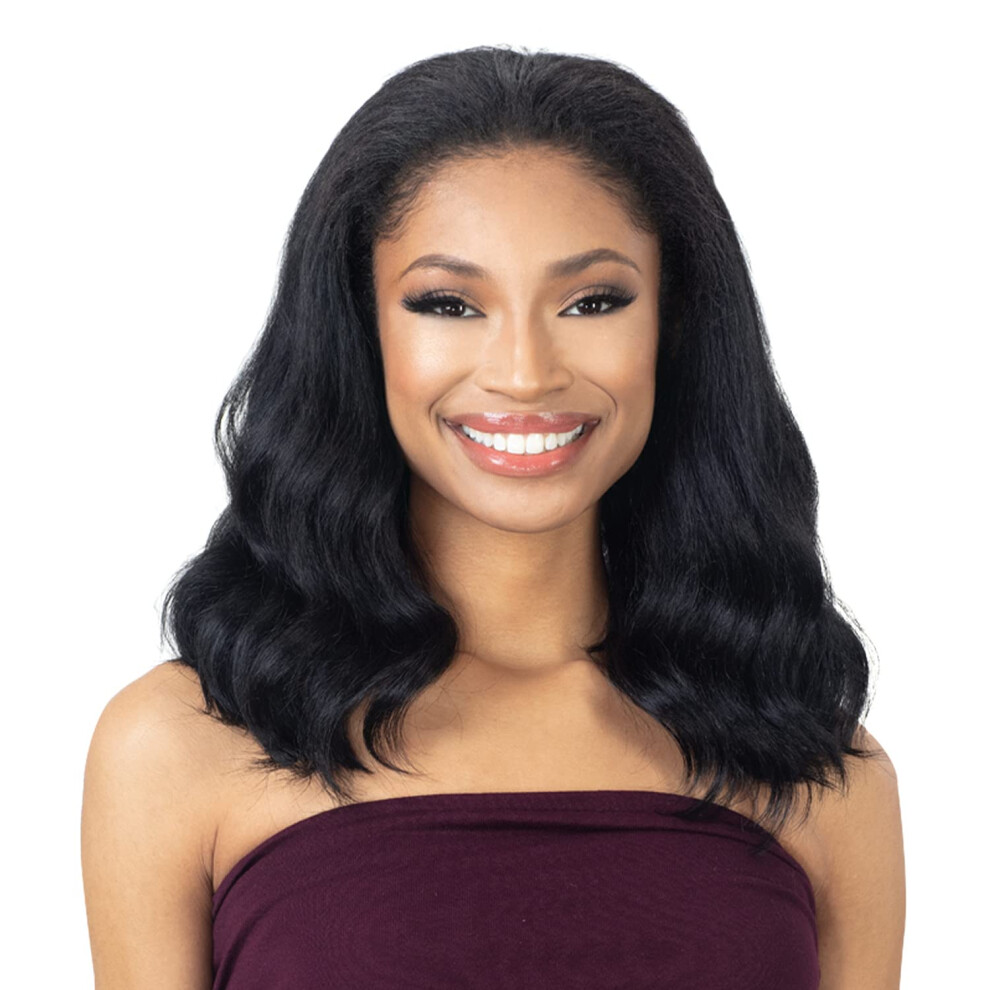Motown Tress Unisex Freetress Equal Half Wig Drawstring Full Cap Natural Me Natural Pressed Waves (1B)