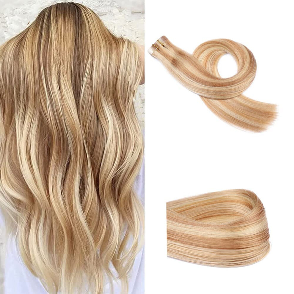 Nn/A Unisex Not,Specified Tape In Extensions Human Hair Extensions Blonde Natural Invisible Real Hair Extensions Silky Straight Highlight 18Inch 40G 20Pcs Brazilian Human Hair