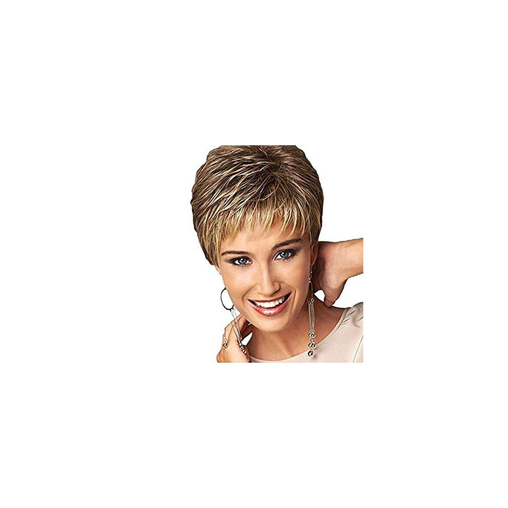 Nicetobuy Unisex Umeet Short Fluffy Straight Bob Synthetic Wigs Mix Blonde Hair Wig With Flat Bangs For Women