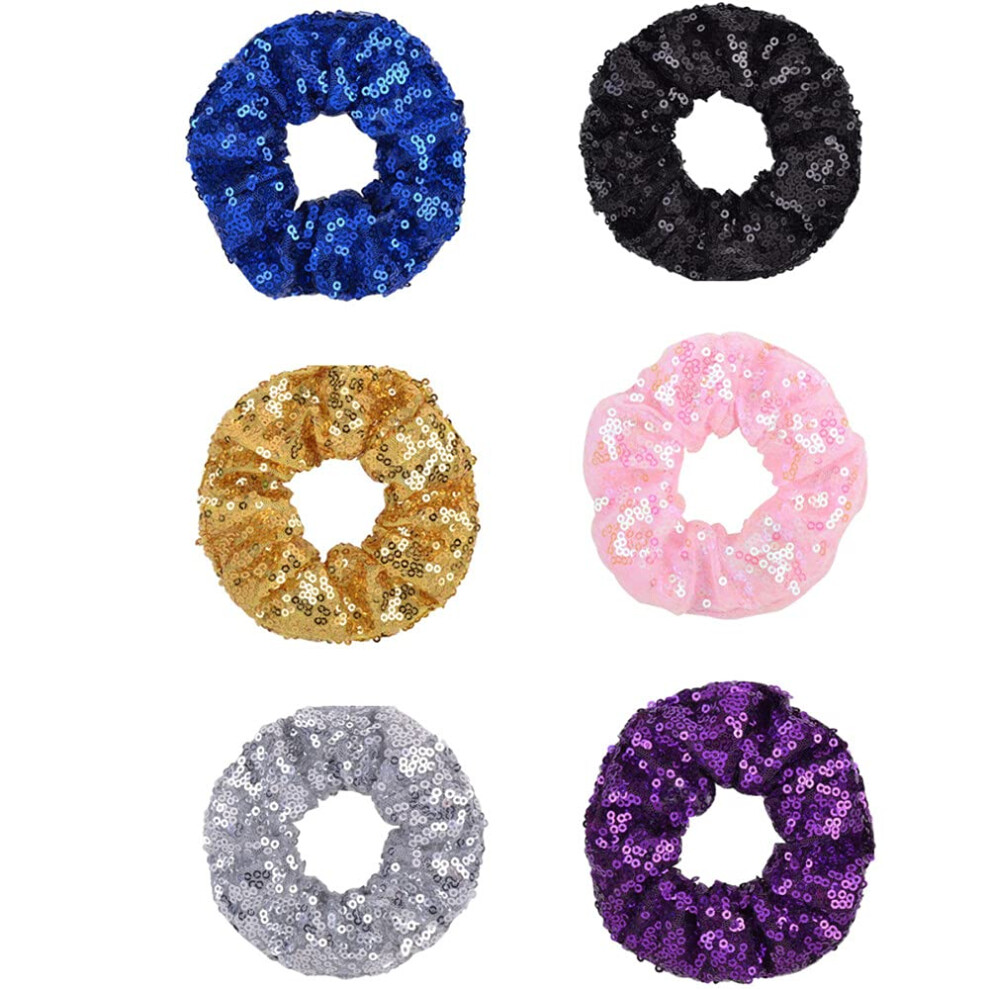 Sunfani, Elastici Per Capelli Con Paillettes, In 6 Colori, Con Glitter Luccicanti, Elastici E Elastici Luccicanti Per Capelli Da Donna, Accessori Per Coda Di Cavallo-image