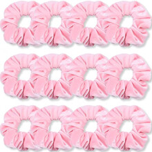 IVARYSS Pink Scrunchies Premium Velvet Bl?dt H?r Scrunchy Ensfarver Tykke Elastikb?nd H?rtilbeh?r til kvinder og piger 12 Pack