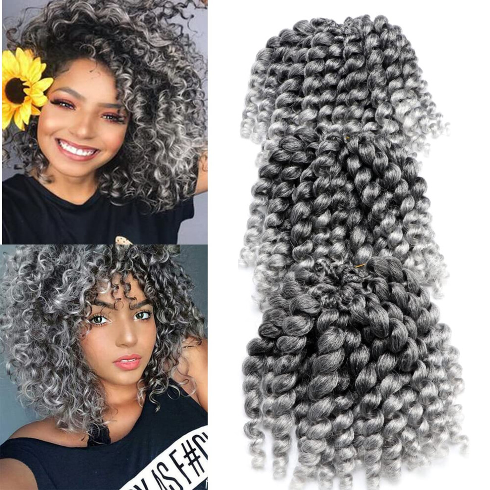 S??????? Crochet Braids Hair 2X Ringlet Wand Curl 3 Packs 8 Inch Jamaican Twist Braiding Hair (1B/Silver)