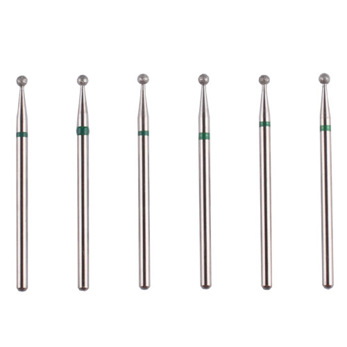 MZCMSL Round Ball Cuticle Bit Set with Case  3/32 Shank Manicure Drill Bits 6pcs Cuticle Remover Bits(f2.34mm)