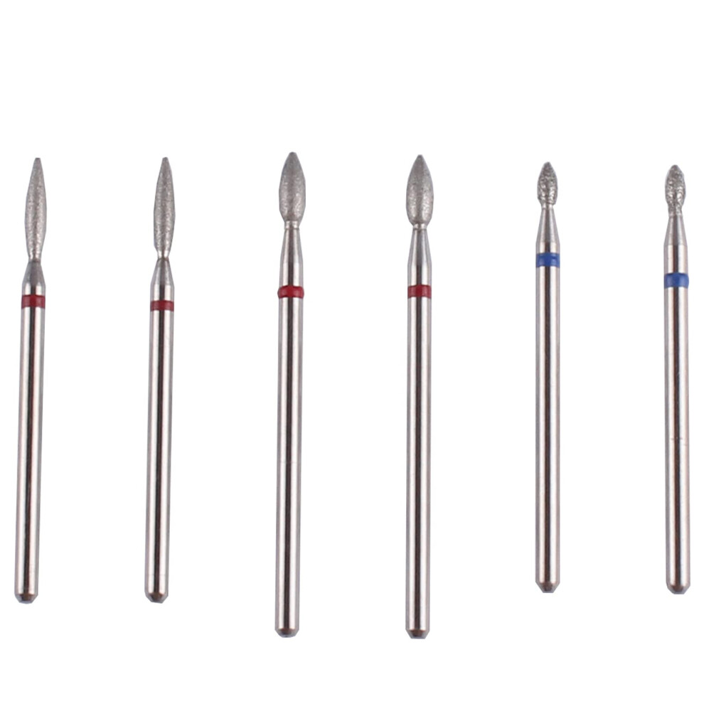 Mzcmsl 6Pcs Cuticle Drill Bits With Case Pro Diamond Flame Bit For Russian Manicure 3/32 Shank Efile Bit Set