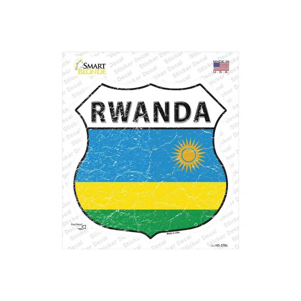 Smart Blonde Hs-378S-M Rwanda Flag Novelty Highway Shield Sticker Decal - Medium 792636542084