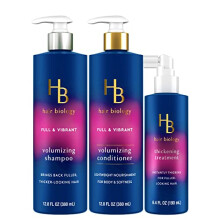 Σετ Hair Biology Full & Vibrant: Σαμπουάν 12.8 Fl Oz, Conditioner 12.8 Fl Oz, Θεραπεία 6.4 Fl Oz