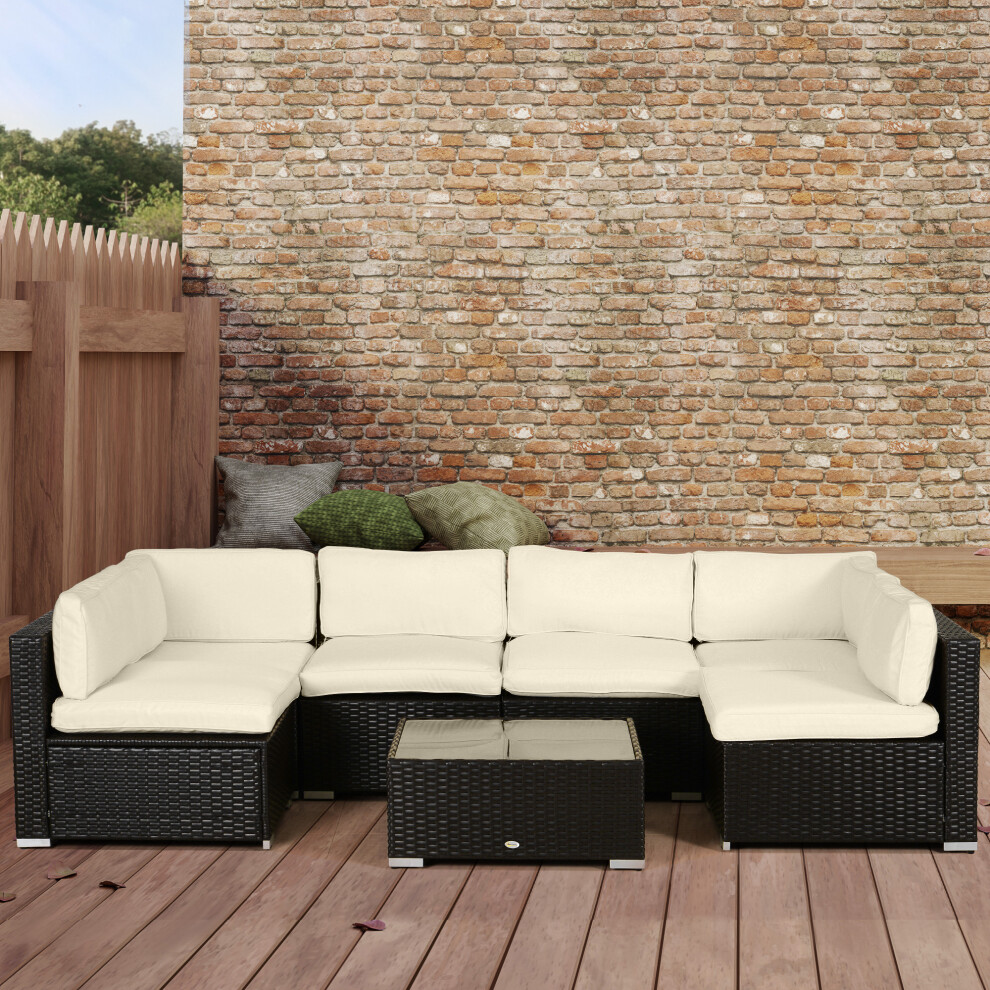 Outsunny Garden Rattan Sofa Set Polyester Cover Replacement No Cushion Cream