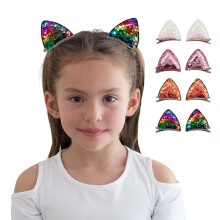 Zomerkristal 4 paar pailletten kattenoren kattenoren haarclips - voor meisjes en vrouwen - stijlvol haaraccessoire voor verjaardagen kostuums Hallowe