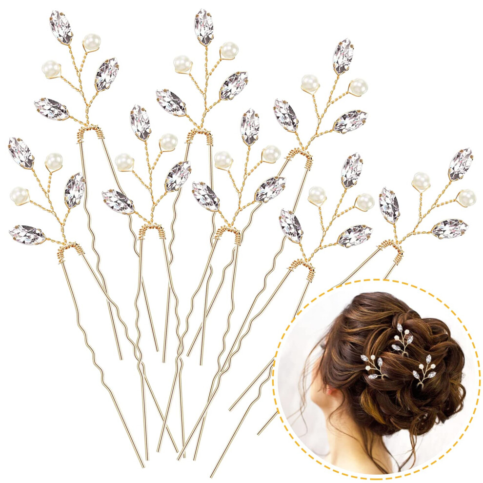 Spille Per Capelli Da Sposa, 8 Pcs Spille Per Capelli Da Sposa, Accessori Per Capelli Da Sposa, Accessori Per Capelli Da Sposa Per Spille Per Capelli Da Fiore (Oro)-image