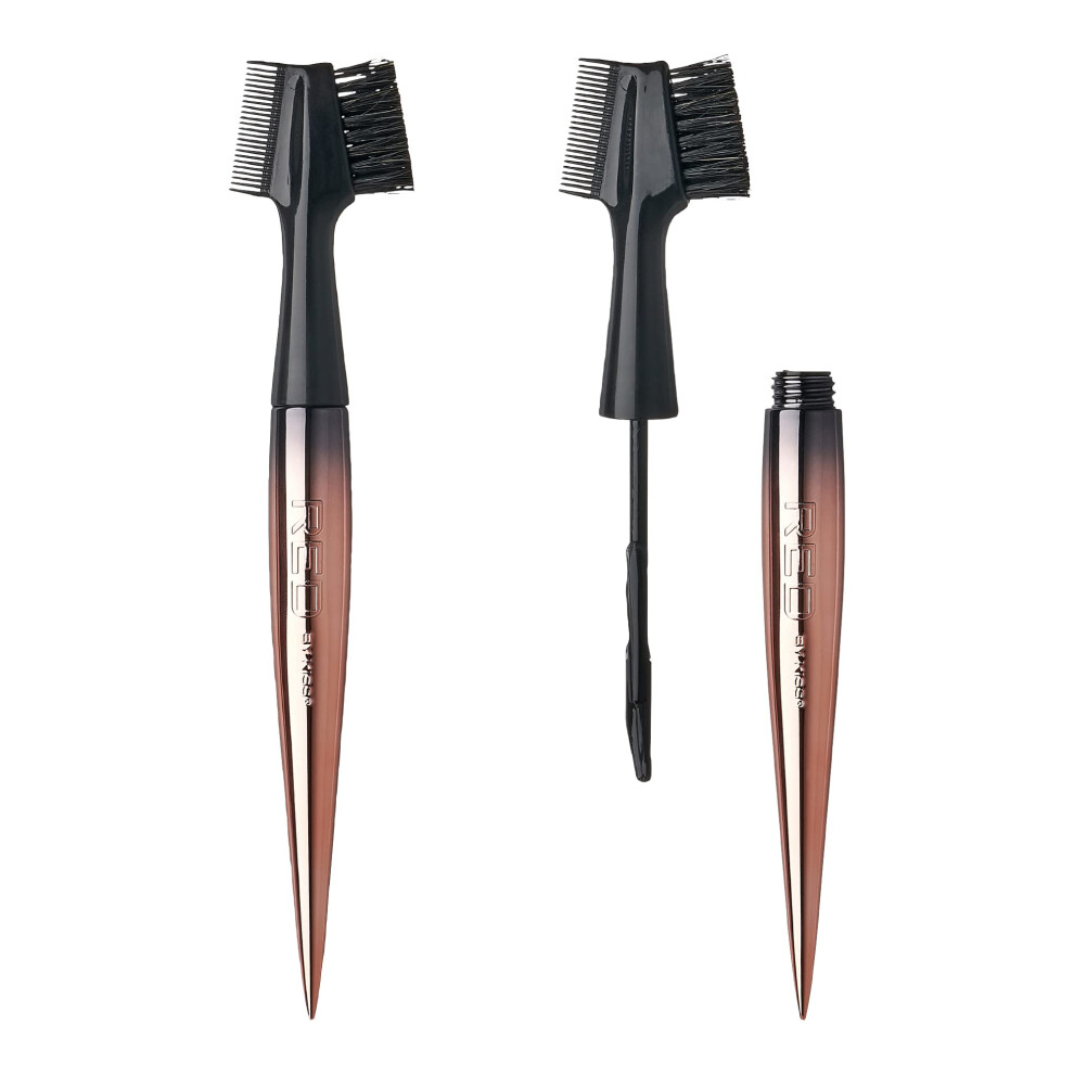Red By Kiss Unisex Edge Cara 4 In 1 Edge Brush Comb Boar Bristles With Edge Fixer (Sweet Peach)