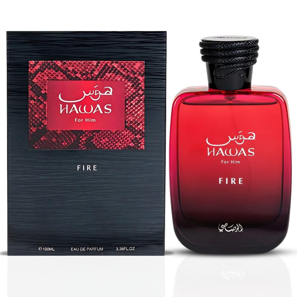 RASASI Hawas Fire Eau De Parfum Men Spray 100ML(3.4 Oz) - Bold Arabian Perfume For Men With A Fiery Essence - Indulge In A Luxurious  Long Lasting Per