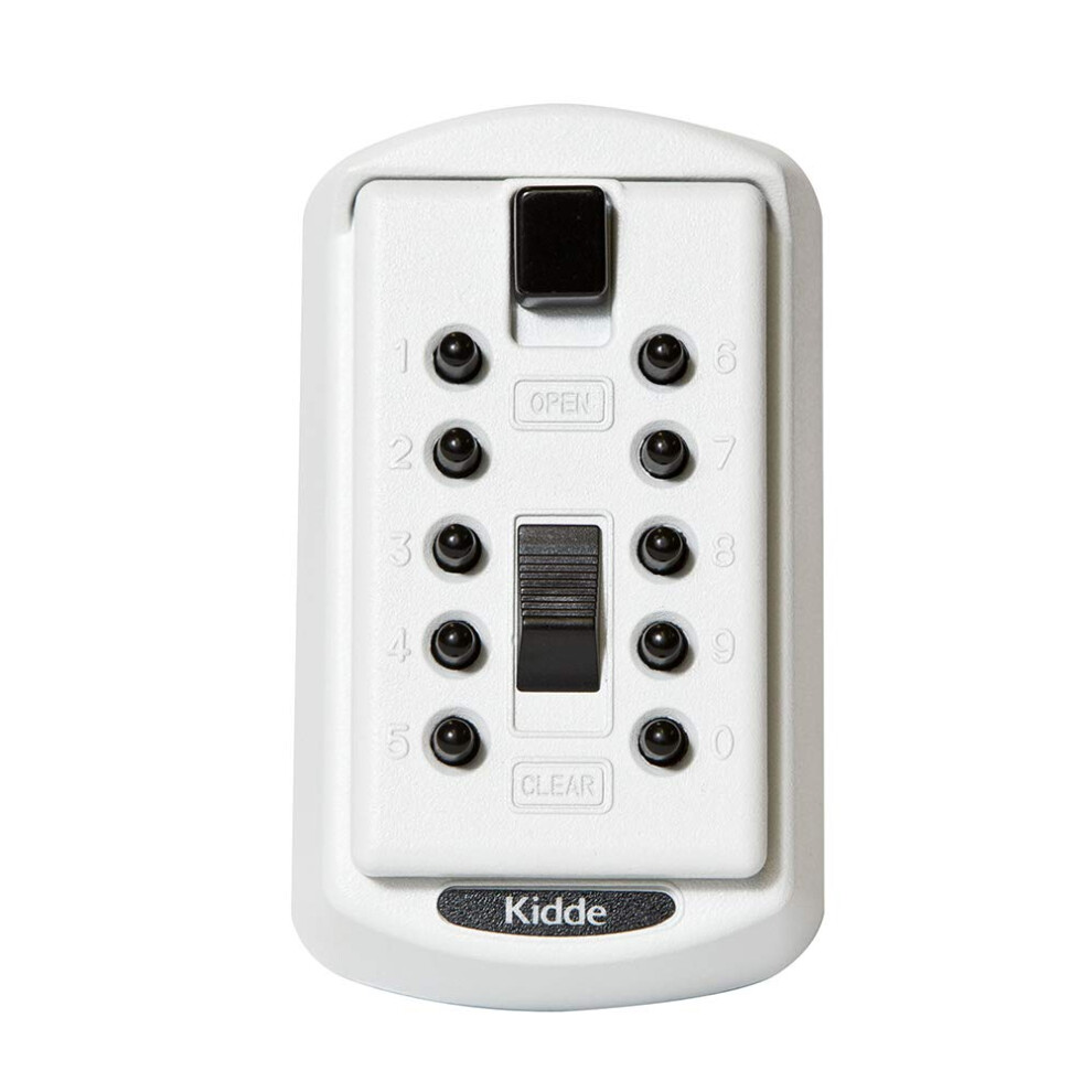 Kidde AccessPoint 001413 KeySafe Original Slimline Push Button Combination Permanent Key Lock Box  2-Key  White