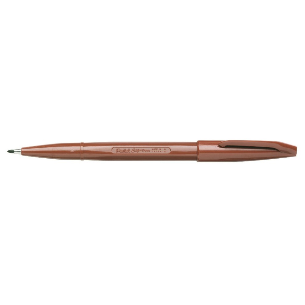 Pentel Sign Pen Fiber-Tipped Pen Brown Ink Box Of 12 (S520-E)