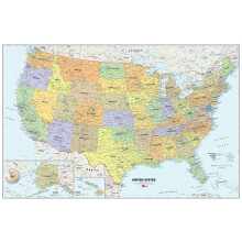 WallPops WPE99073 Mapa USA s mazac m efektom, viacfarebn
